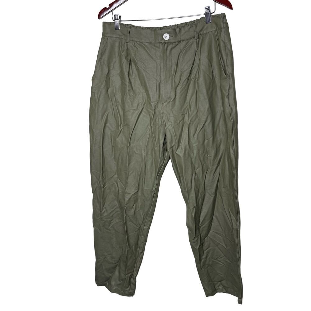 Tonle & Plant Kween High Waist Relaxed Leg Pants Green Womens XL